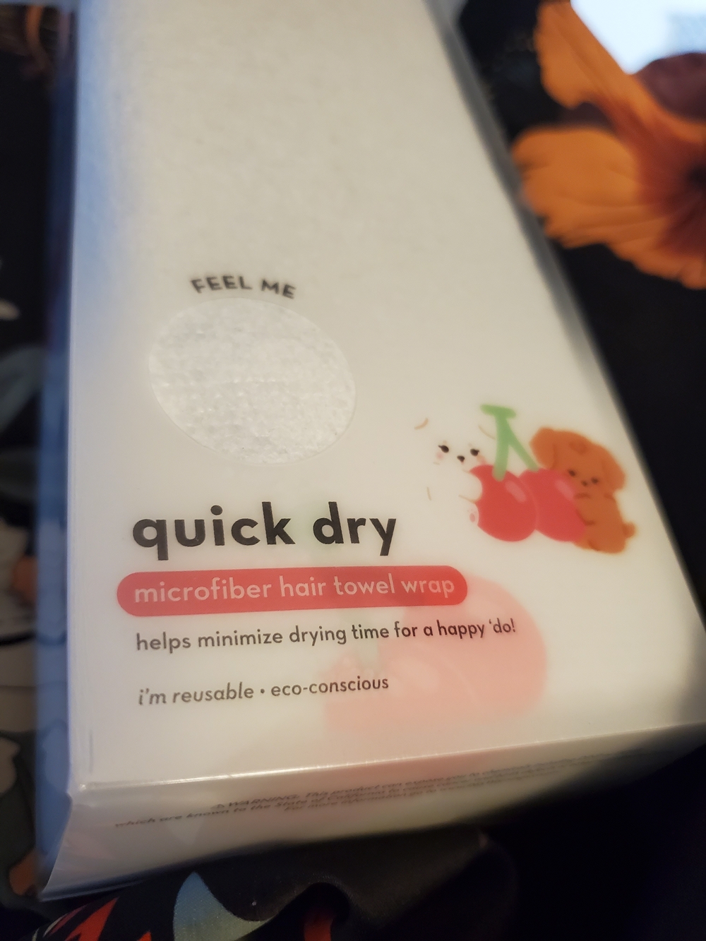 The Creme Shop Quick Dry Microfiber Hair Towel Wrap - White with Cherry Accents